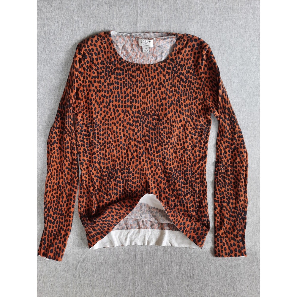 J. Crew Teddie Women XS Leopard Animal Print Pullover Top Blouse Long Sleeve Tan